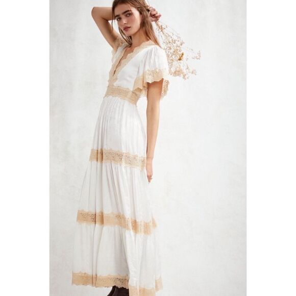 Spell Free People Ocean Gown Maxi White Cream Dress Size XS - Picture 7 of 17